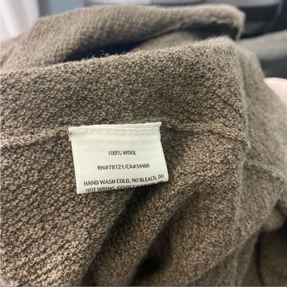 Eileen‎ Fisher Size Large Wool Cardigan Open Front Draped Brown Long Sleeve - Picture 6 of 7